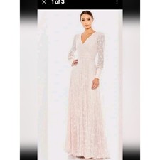 Mac Duggal Gorgeous Elegant Long Sleeve Lace Evening  - Blush NWT Perfect MOB