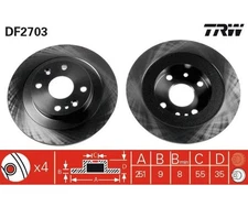 2pcs Brake Disc TRW DF2703 for Mazda 323 C IV 323 S IV