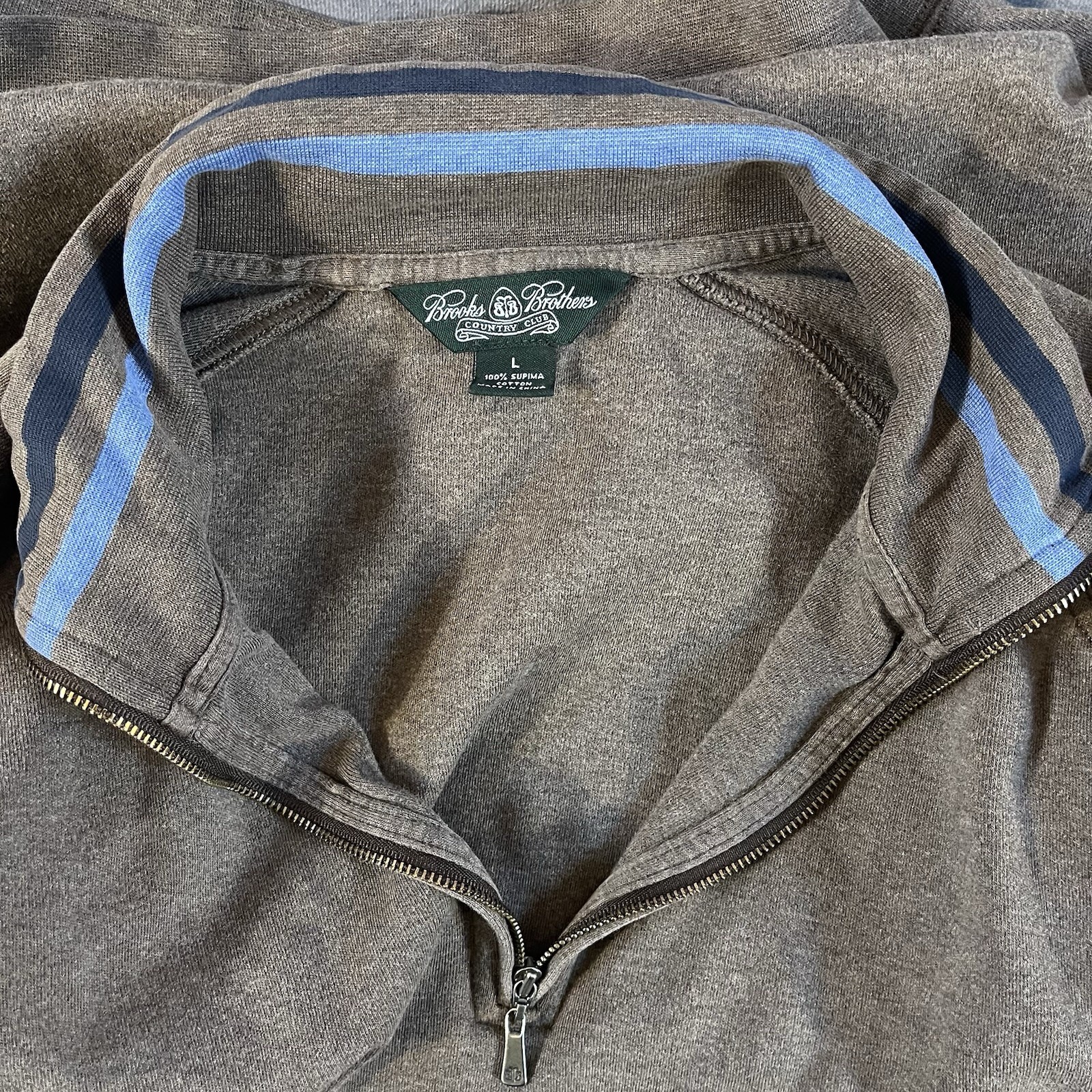 Brooks Brothers Country Club Sweater Men Large L Brown 1/4 Zip Pullover Sweater thumbnail 4