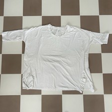 Garnet Hill Relaxed Size Ruffle White Scoop Neck T Shirt Size Small