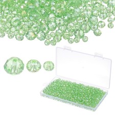 Rondelle Crystal Beads, 1000Pcs 4-8mm Faceted Glass Beads, Green Plating AB