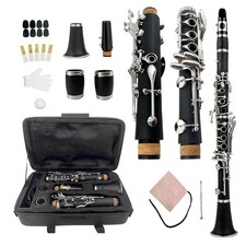 C key Clarinet Ebonite Wood Nickel Plated Keys with 2 Barrels High-grade Case