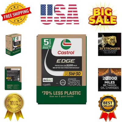 EDGE 5W-30 Advanced Full Synthetic Motor Oil, 5 Quarts, Eco Pack