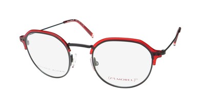 NEW MOREL RED CASEY 90015C EYEGLASS FRAME WOMENS RED ROUND FULL-RIM RN05 METAL &