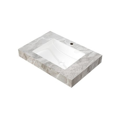 30''MURI Light Gray Sintered Stone Countertop and Undermount Ceramic Basin W/One