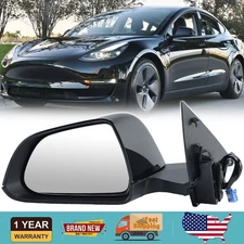 For Tesla Model 3 2017-2022 2023 Left Driver Side Mirror Power Fold Heated Black