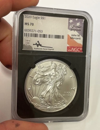 U.S. - 2020 American Silver Eagle (NGC MS 70) - John M. Mercanti Signed