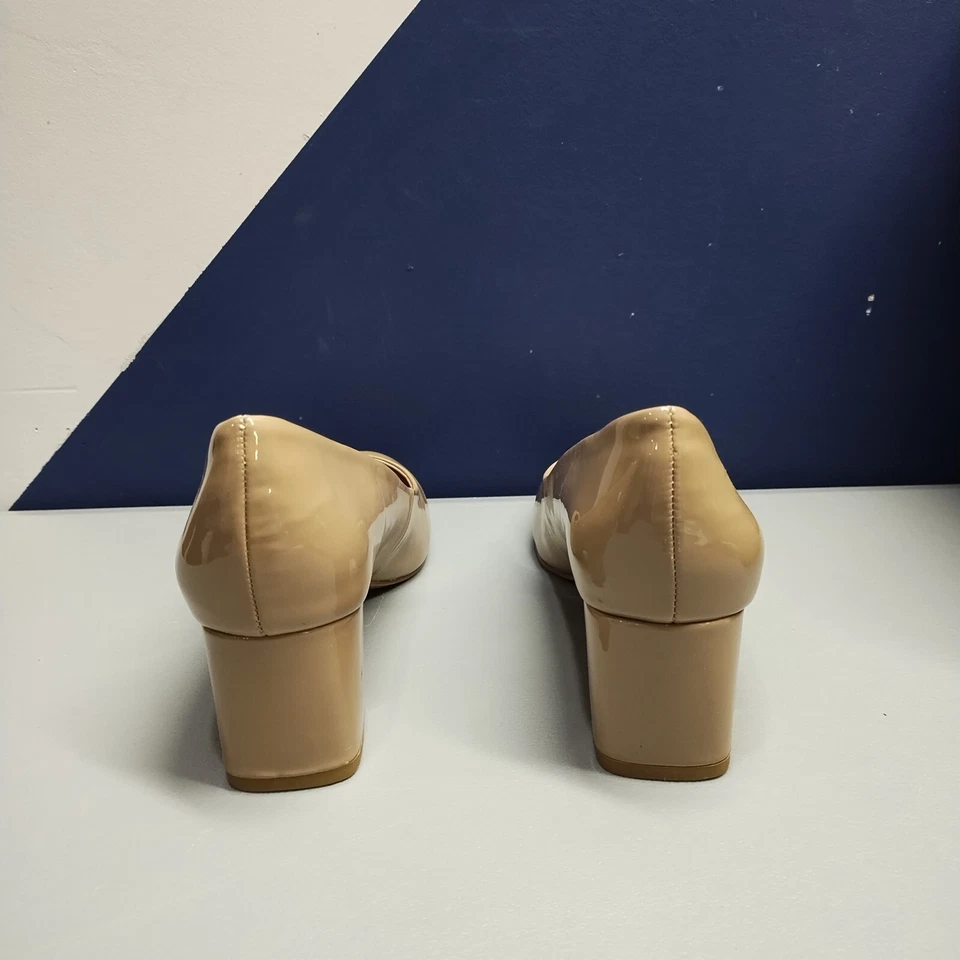 Tacones Bandolino Beverly para mujer talla 6,5 M charol tostado tacón grueso sin cordones 3015 0717 Foto 4 de 4