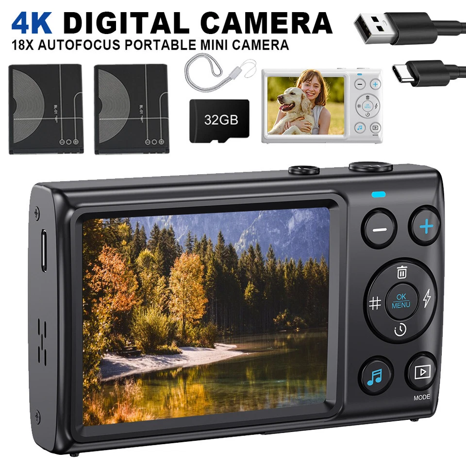 4K Digitalkamera UHD Fotokamera 64MP Kompaktkameras Fotoapparat 18X Digitalzoom - Bild 4 von 4