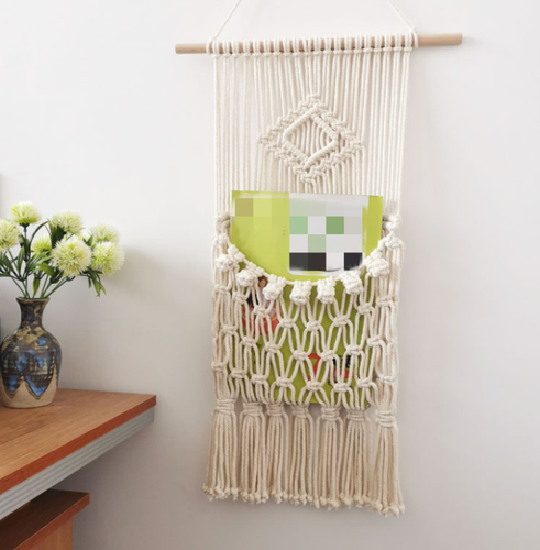 Macrame Hanging Floating Rope Shelf Wooden Storage Kitchen Wall Boho Decor Gift