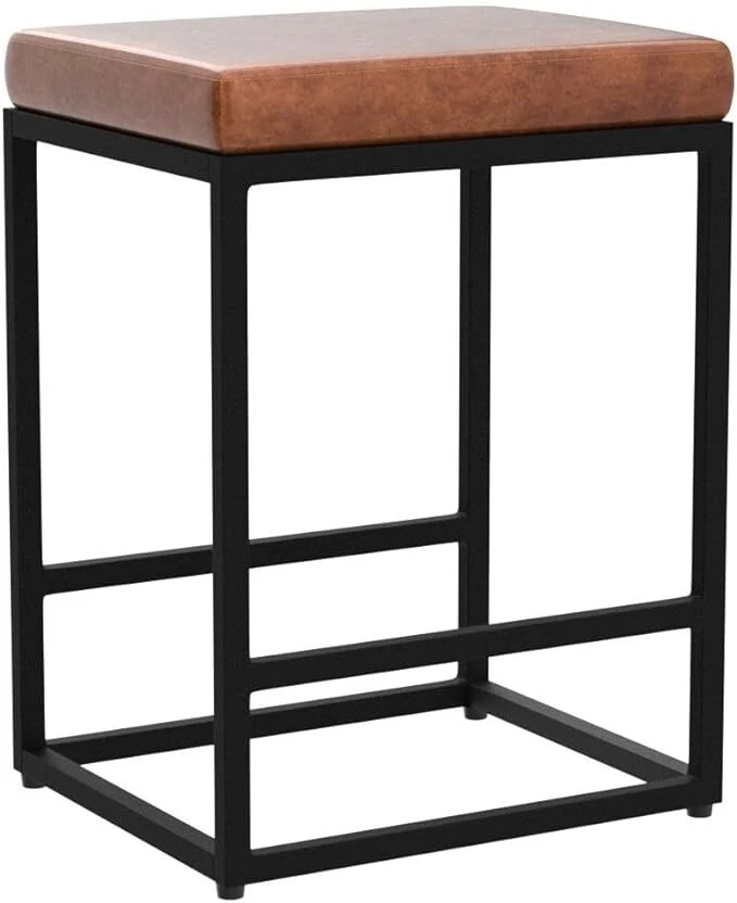 SET of 2 Counter Height Bar Stools Brown  24 inch Bar Height Stools - Image 4 of 4