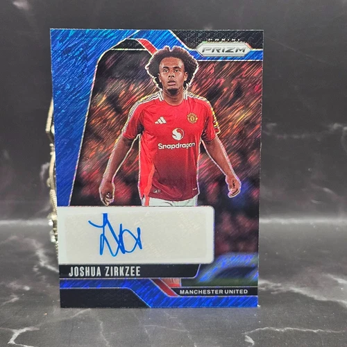 2024-25 Panini Prizm EPL Joshua Zirkzee Blue Shimmer Auto FOTL Manchester United