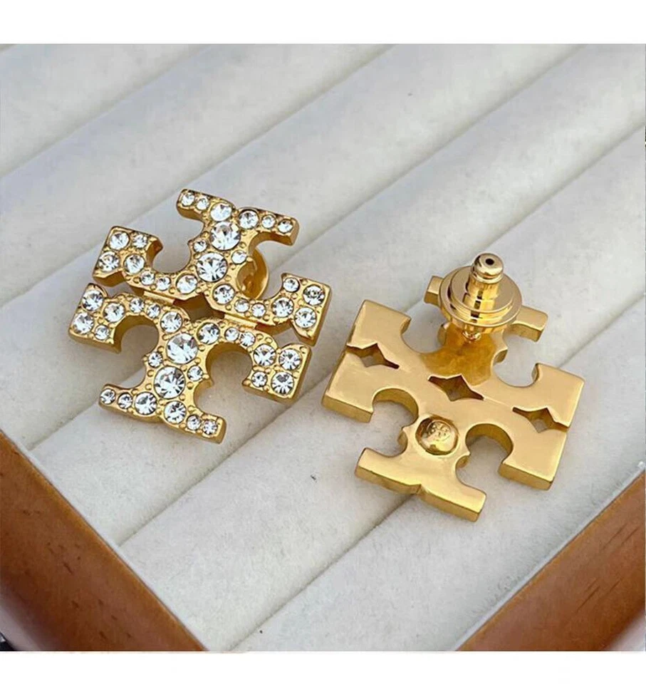 Tory Burch Kira zircon Logo Stud Earrings | Giftable Free Shipping - Image 2 of 2