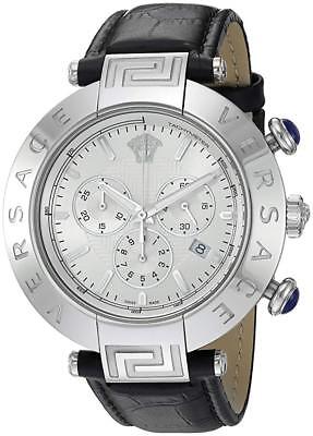 Versace Men's VQZ020015 'REVE CHRONO' Swiss Quartz Leather Black Watch |  eBay
