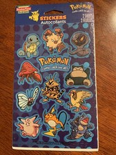 Vintage Pokemon Stickers 2 Sheets Squirtle/Snorlax/Primeape/Raichu Nintendo NOS