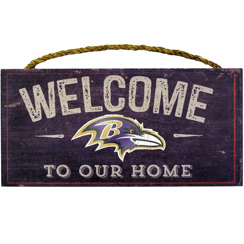 Fan Creations Baltimore Ravens Welcome Distressed Sign - 6" X 12" Wood Look MDF, Officially Licensed - View #3