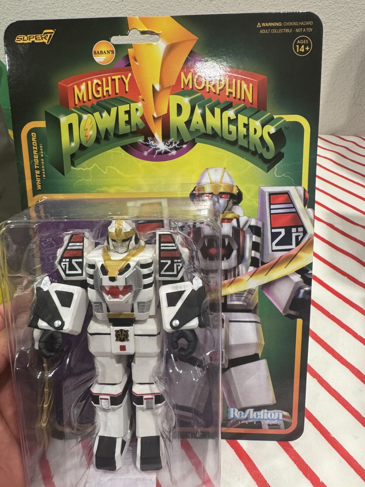 Super7 Mighty Morphin Power Rangers 6 Inch White Tigerzord Warrior Mode Action Figure