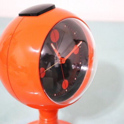 BLESSING Alarm Clock Vintage ORANGE & BLACK Mantel Pedestal Space