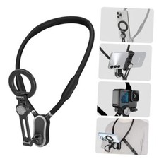 Magnetic Neck Phone Holder, 4 in 1 Phone Chest Mount for Phones Action Black