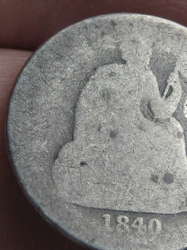 1840 Seated Liberty Dime with Drapery, About Good Details