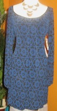 LAUNDRY BY DESIGN NWT $138 S SMALL black blue women's dress disco retro party