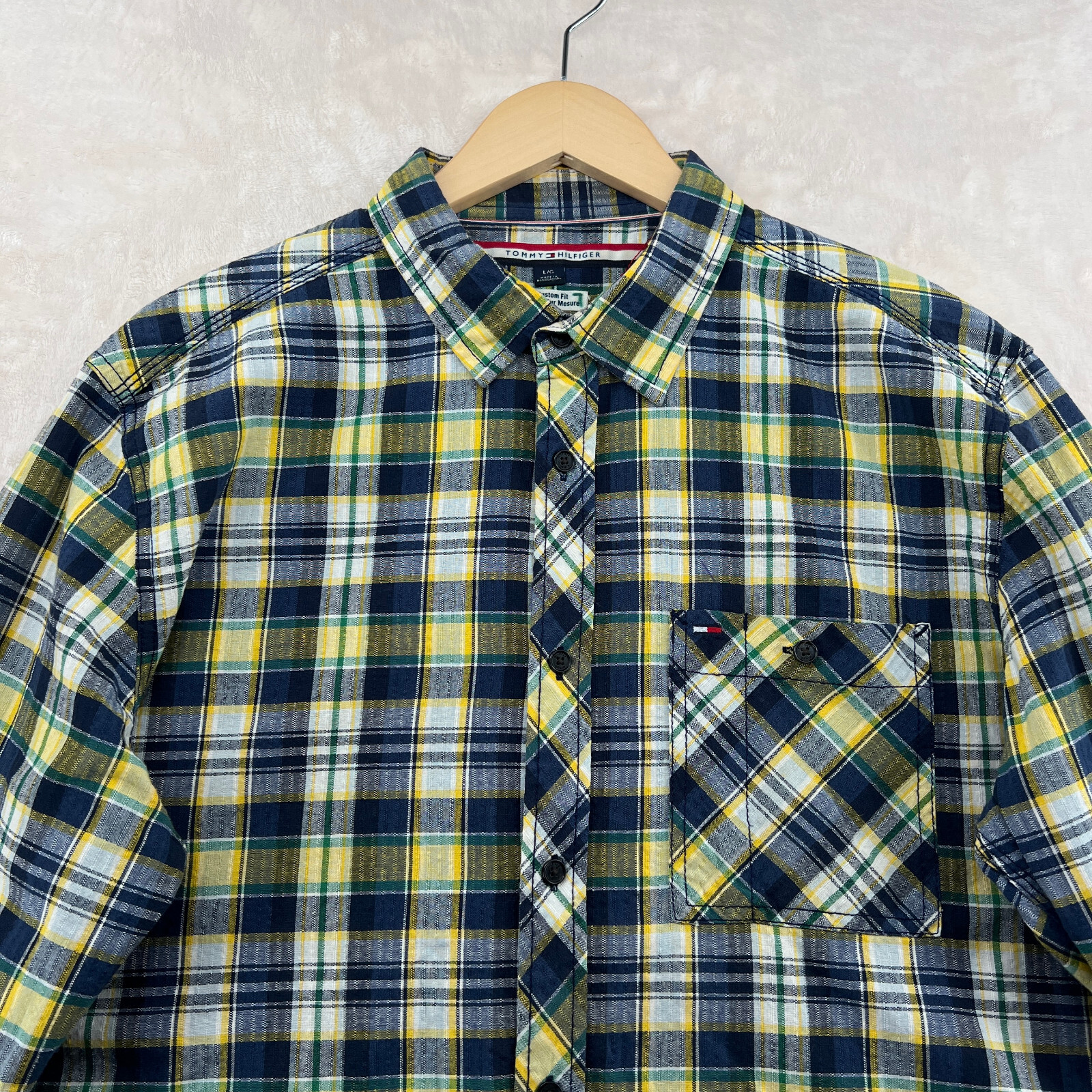 Tommy Hilfiger Custom Fit Men's Size L Check Cotton Long Sleeve Casual Shirt thumbnail 4