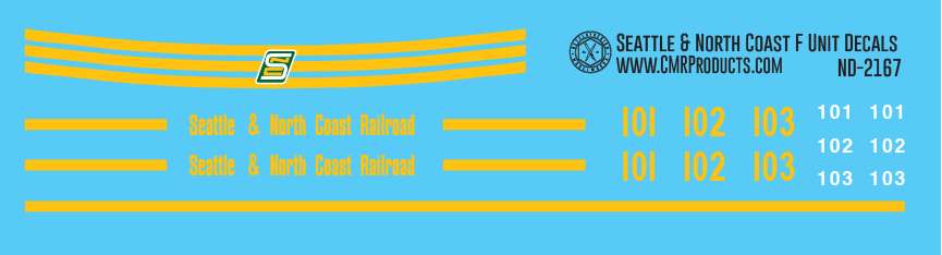 N Scale - Seattle & North Coast F Unit Locomotive Decals