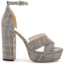 Raye x Stone Cold Fox Harrison Heel High Sandal Gray Multi Plaid Size 9 or 10