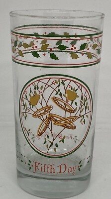VTG 70's Anchor Hocking 12 Days Of Christmas 12.5 oz Glass Fifth Day Rings