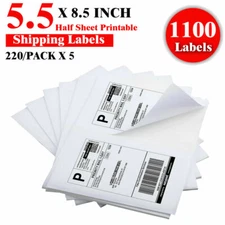 1000+100X 8.5 x 5.5 " Half Sheet Self Stick Shipping Labels For Ebay Fedex USPS
