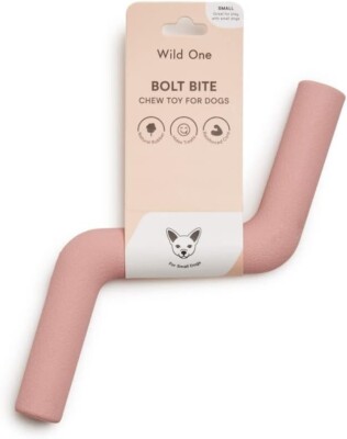 WILD ONE ~ Small Bolt Bite Dog Chew Toy ~ 100% Natural Rubber ~ Pink