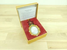 Enamel Metal Rhinestone Christmas Ornament Picture Frame Poinsettia Costco