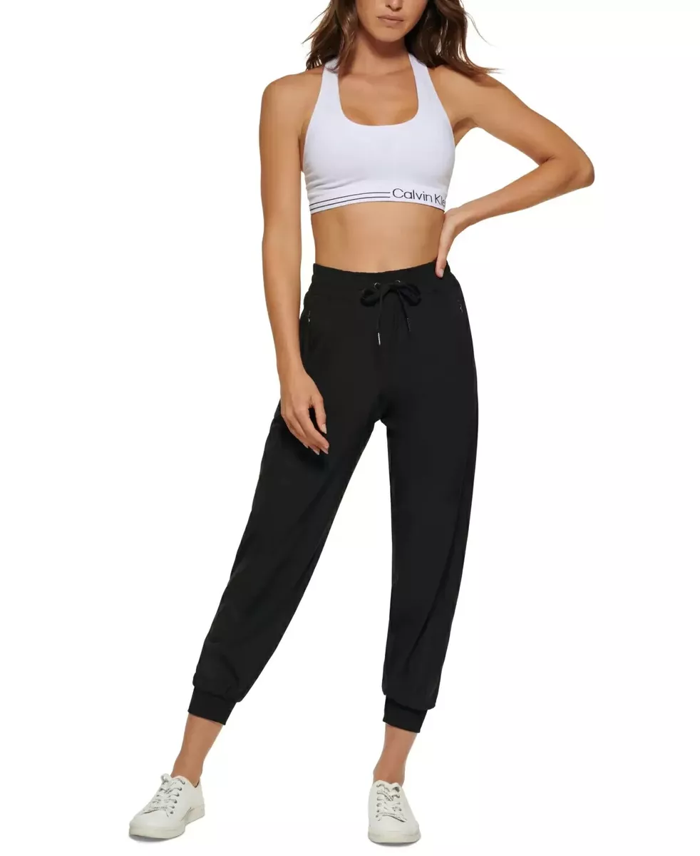 CALVIN KLEIN PERFORMANCE Women Shine-Blocked Jogger Pants Black Size XXL  $80