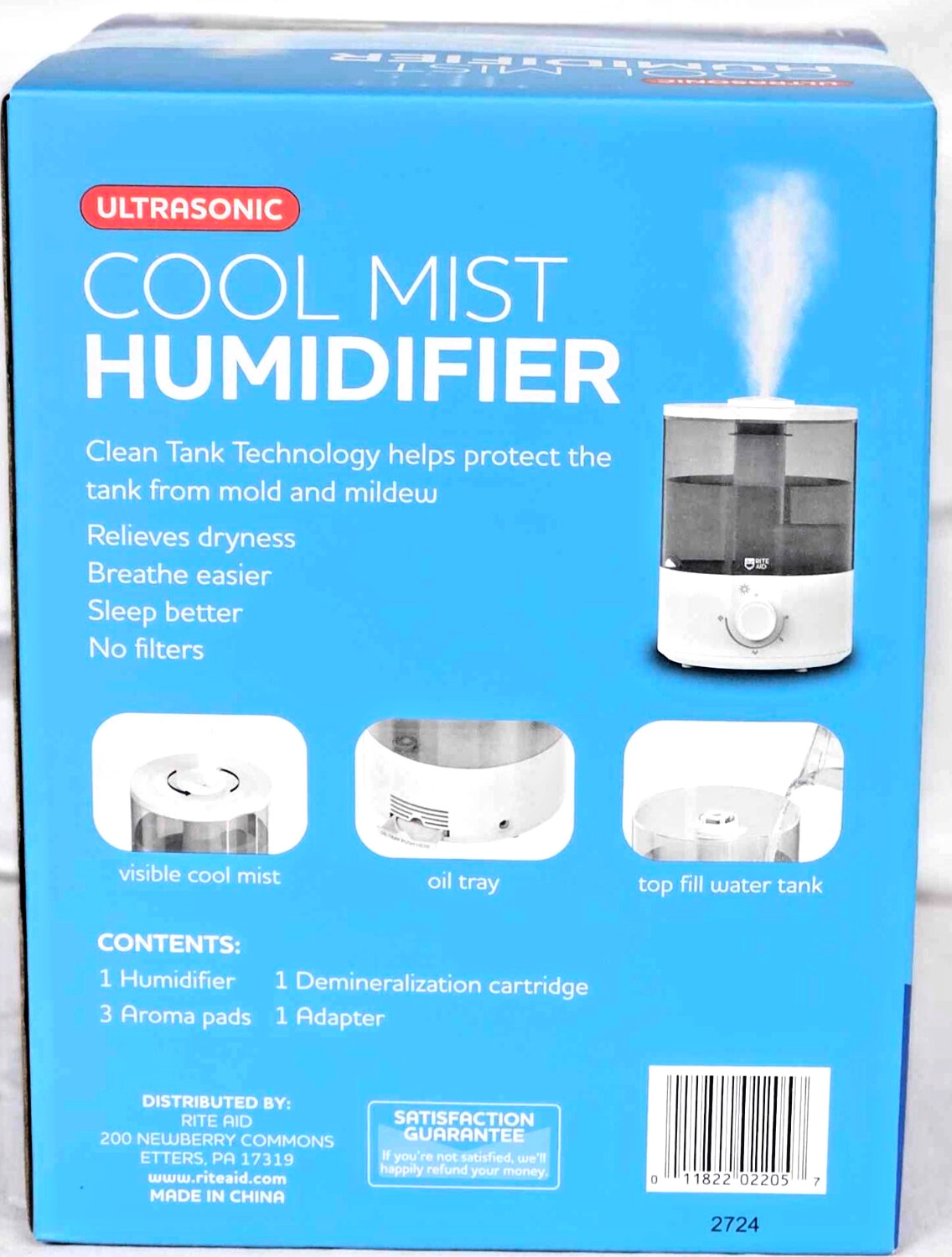 Ultrasonic Cool Mist Humidifier Top Fill 0.63 Gallon NEW!!!