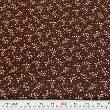Vintage Cranston Florals & Pin Dots on Brown Cotton Fabric by the HALF YARD