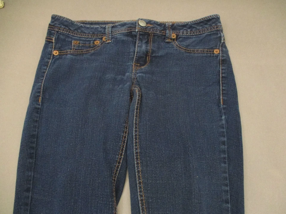 DOMAINE Size 7 Women Blue Cotton Blend Zip Fly Pocket Stretch Straight Jeans 481 - Image 2 of 4