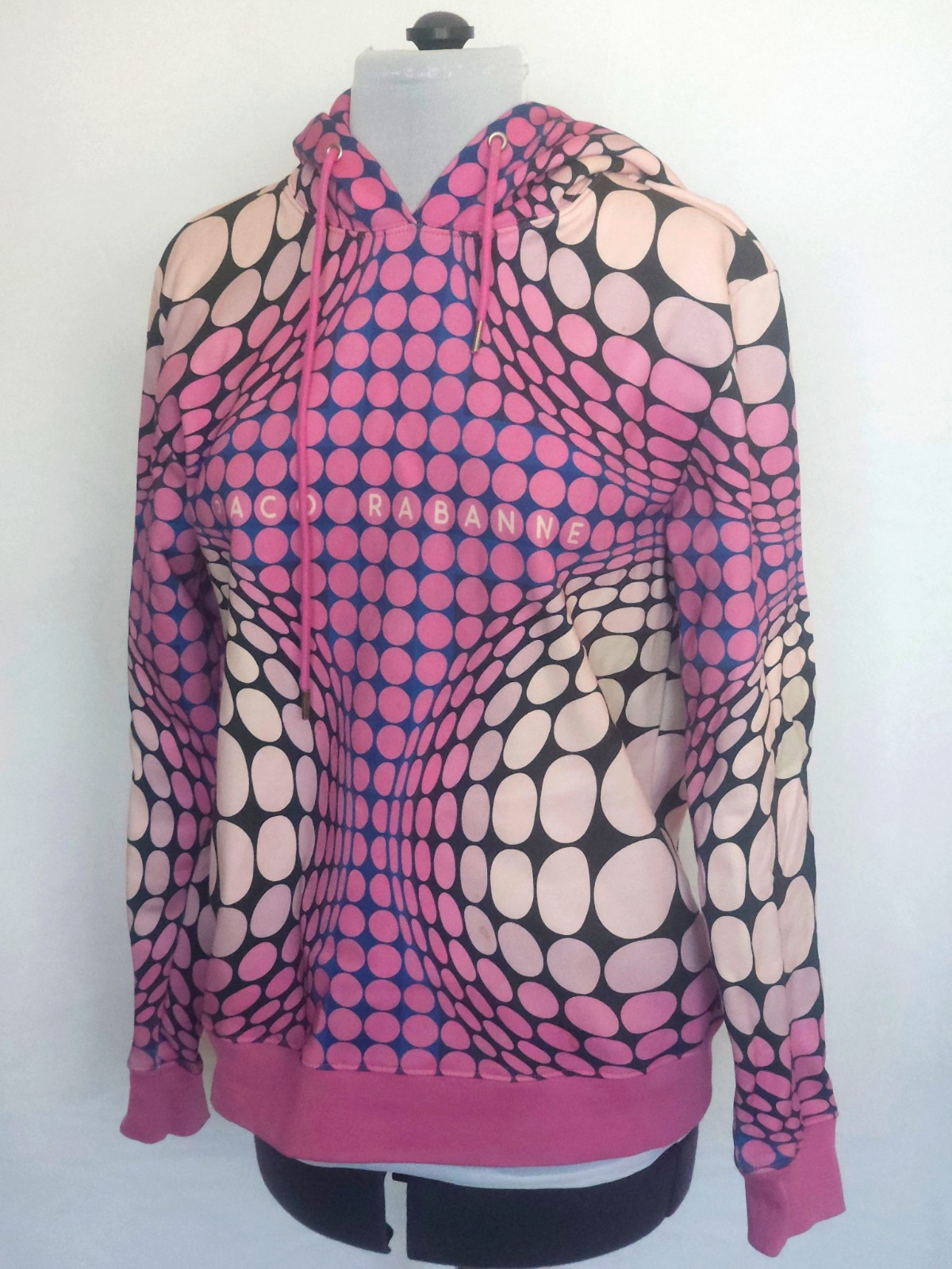 Paco Rabanne SS22 Abstract-Print Hoodie Pink Black Organic Cotton Sweatshirt, S image 4
