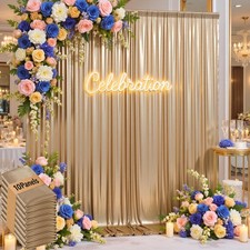 50x10ft Shimmer Champagne Gold Sequin Backdrop 5ftx10ft 10 Panels ,