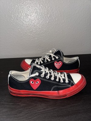 Converse x COMME des GARCONS PLAY Chuck 70 Low Black Red Sole Mens 9 Womens 11
