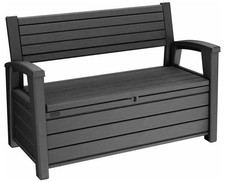 Keter Weatherproof Outdoor Patio Deck Box Bench 2 Seat 60 Gallon Storage Gray