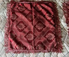Lot Of 4 Victorian Style Red Satiny Pillow Covers Shams 17 X 17 Fleur De Lis