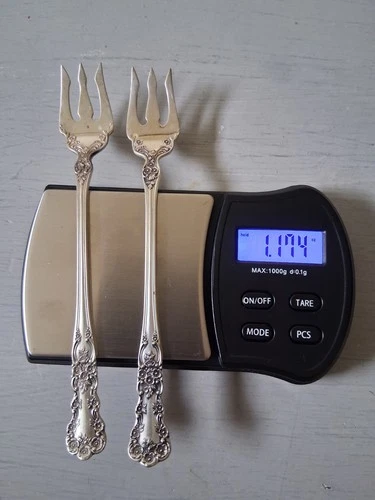 Lot Of 2 Gorham Floral Solid Sterling Silver Pickle Forks Antique Signed Old