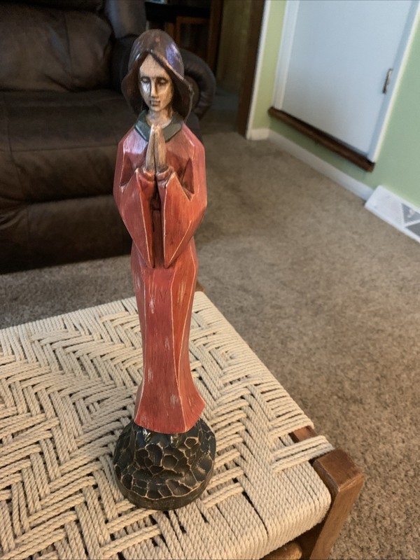 Southern Living At Home Wooden Praying Woman Angel Statue No Wings 14 1/2”