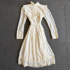 1980's Victorian Gunne Sax By Jessica McClintock Lace Prairie Dress Small