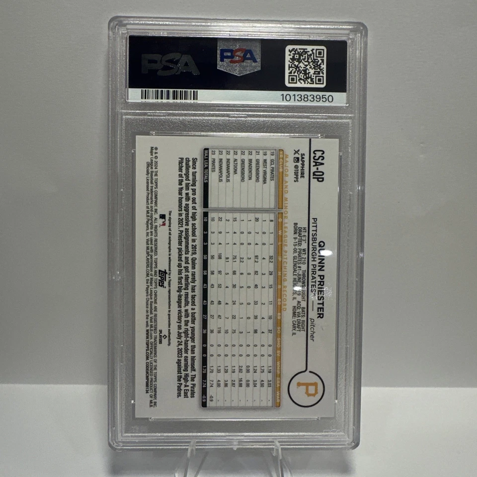 2024 Topps Sapphire Quinn Priester Gold Auto Rookie  #/50  PSA 10 Gem Mint - Image 2 of 2