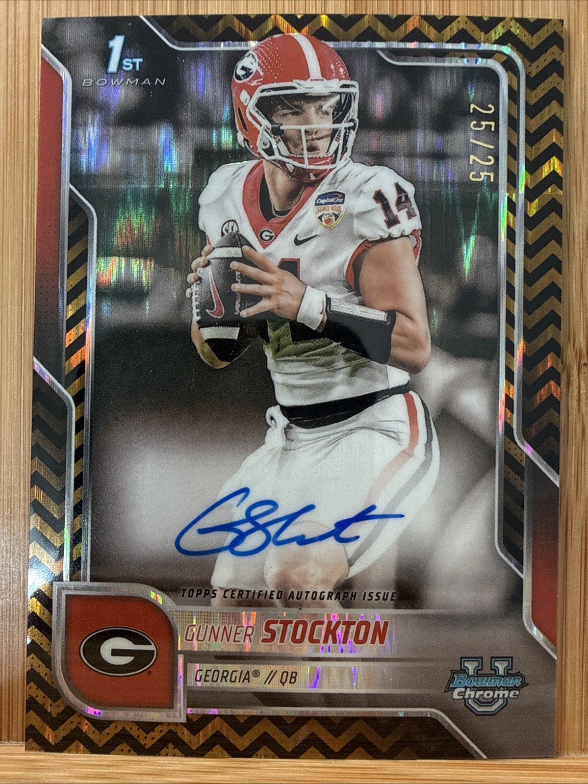Gunner Stockton 2025 Bowman U Chrome - 1st Black & Gold Stealth Auto /25 Georgia