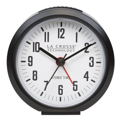 617-710B La Crosse Technology 4'' Atomic Analog Alarm Clock -Black