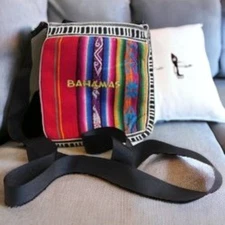 Bahamas Boho Colors Stripes Lightly Padded Crossbody Bag Souvenir Sarape Rasta