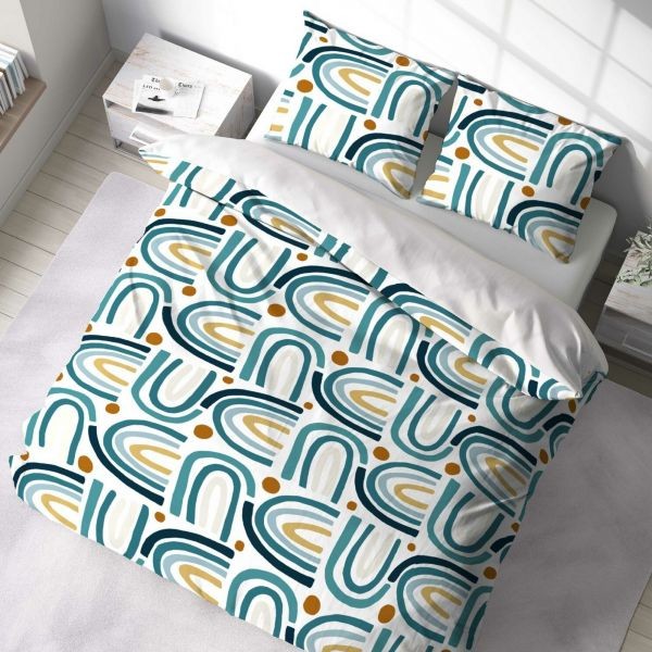 Housse de couette 220x240 cm Arc En Ciel avec 2 taies 63x63 en microfibre