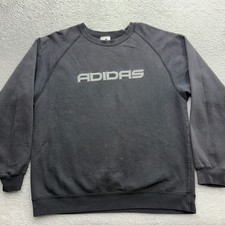 Vintage Adidas Spellout Sweatshirt Mens Medium Black Crewneck Made in Canada 90s